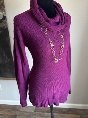 Cable & Gauge Plum Cowl Neck Sweater